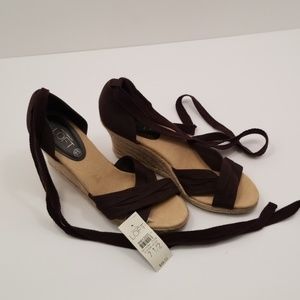 Ann Taylor Loft tie wedge sandals